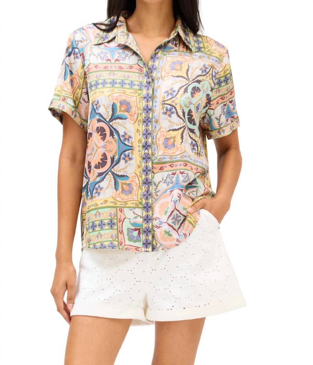 NEW ALLISON NEW YORK gemma button down shirt in scarf print